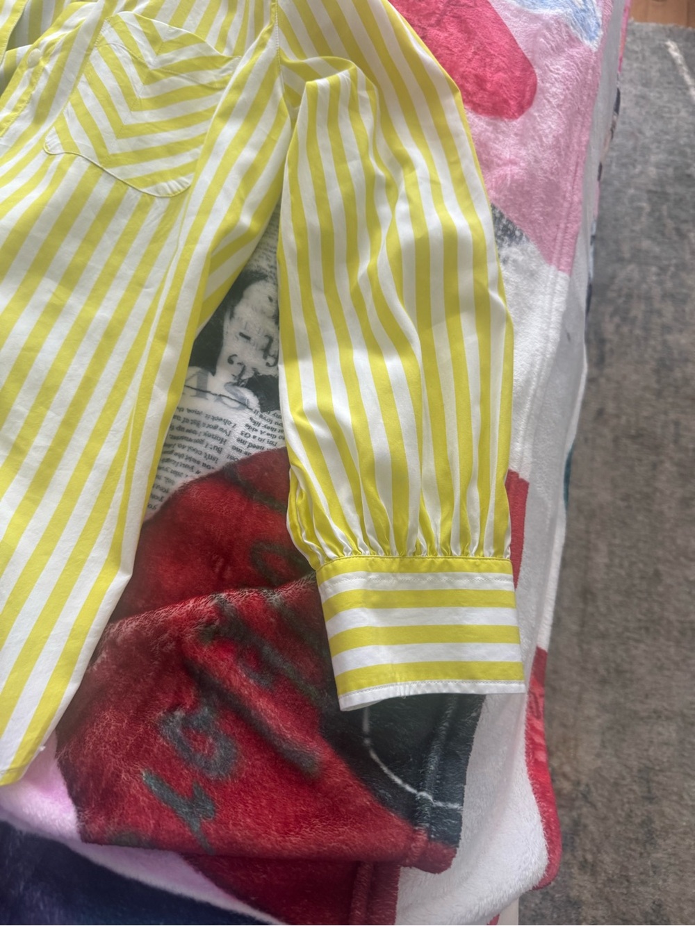Rag and Bone yellow and white striped collar shirt. - Picture 6 of 8